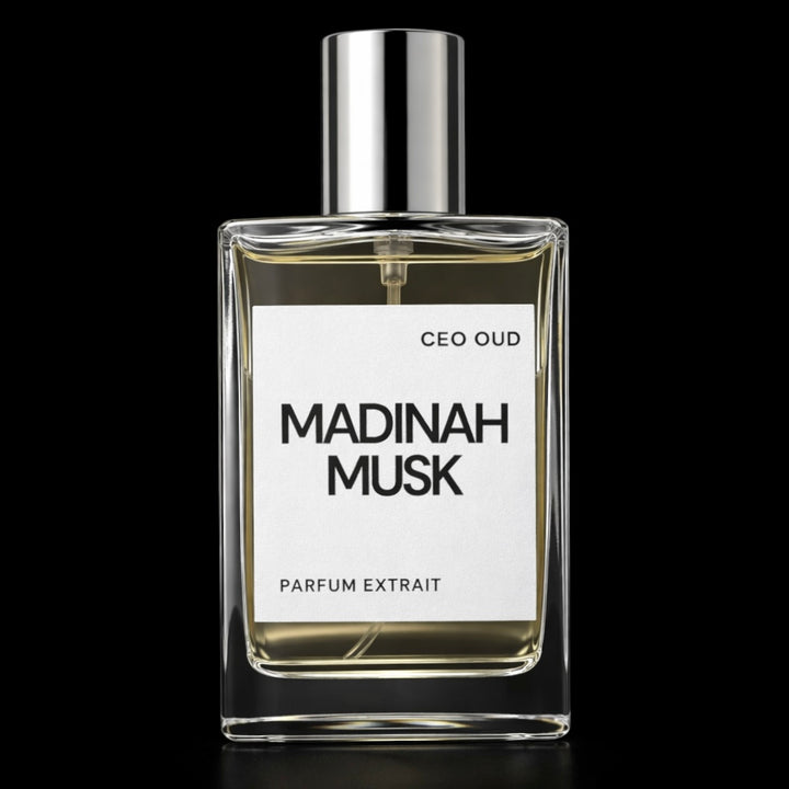CEO OUD Madinah Musk clear perfume extract bottle