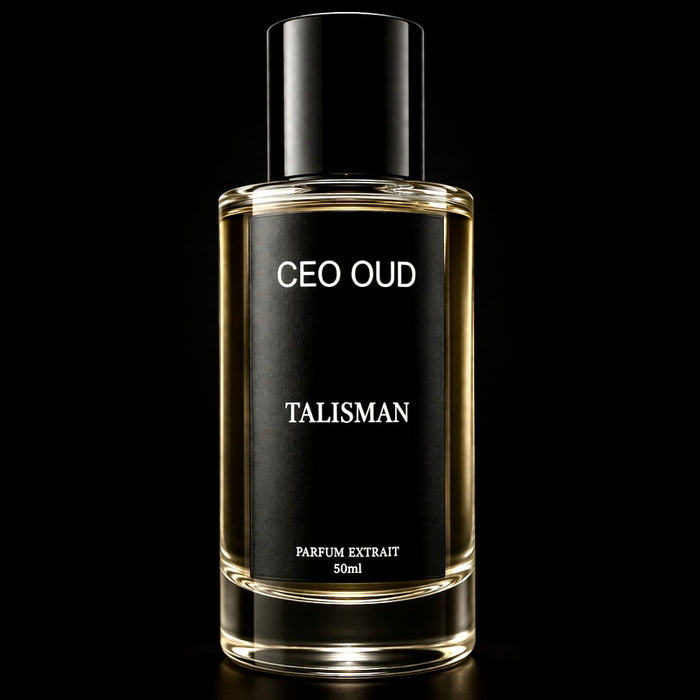 CEO OUD Talisman black and gold extrait de parfum bottle
