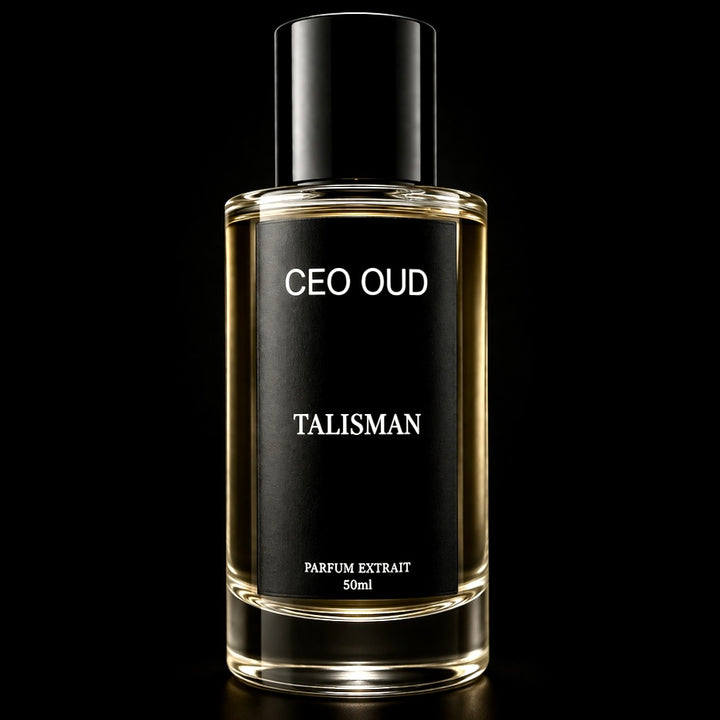 CEO OUD Talisman black and gold extrait de parfum bottle