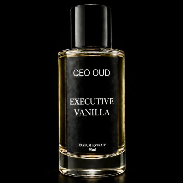 CEO OUD Executive Vanilla black and gold extrait de parfum bottle