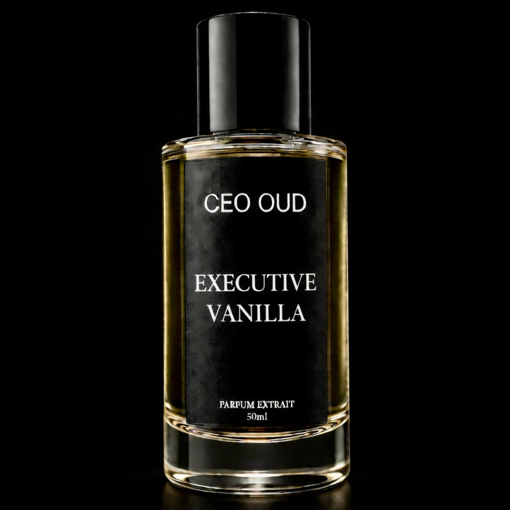 CEO OUD Executive Vanilla black and gold extrait de parfum bottle