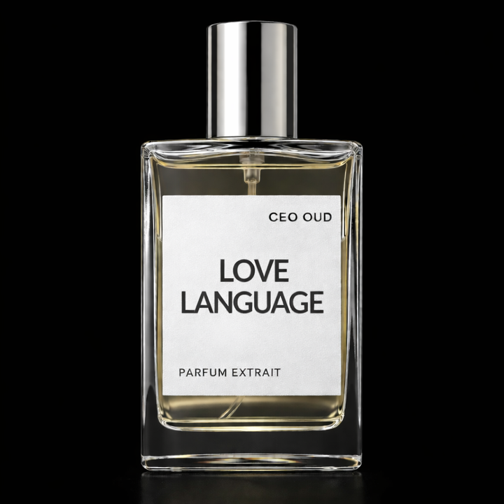 CEO OUD Love Language clear perfume extract bottle