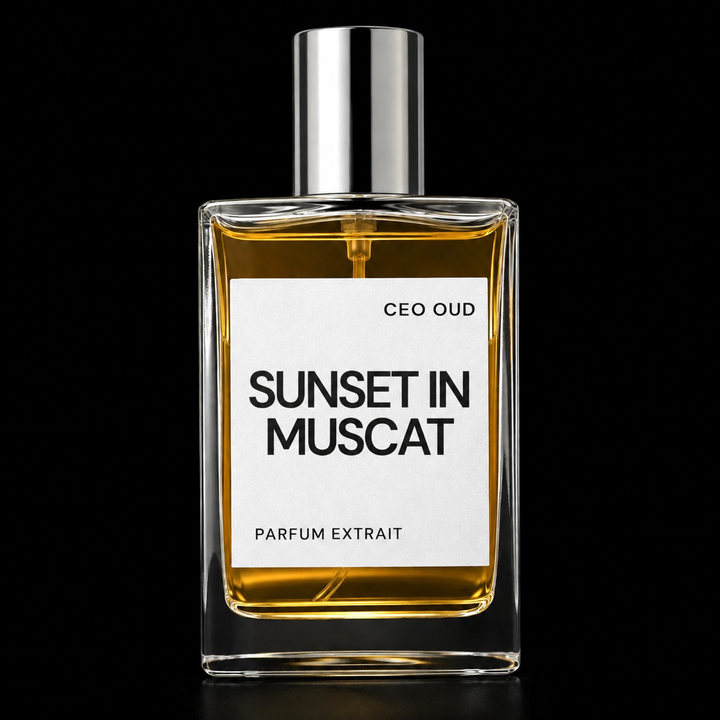 CEO OUD Sunset in Muscat clear perfume extract bottle