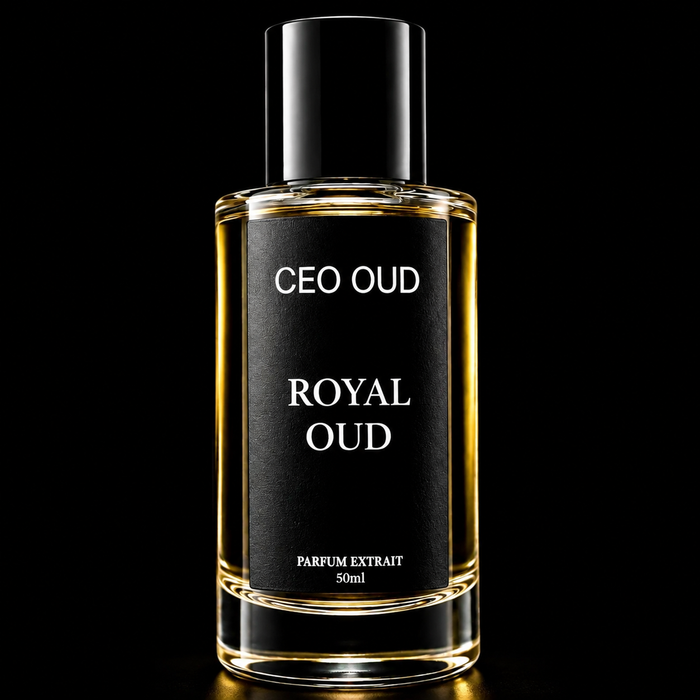 CEO OUD Royal Oud black and gold extrait de parfum bottle